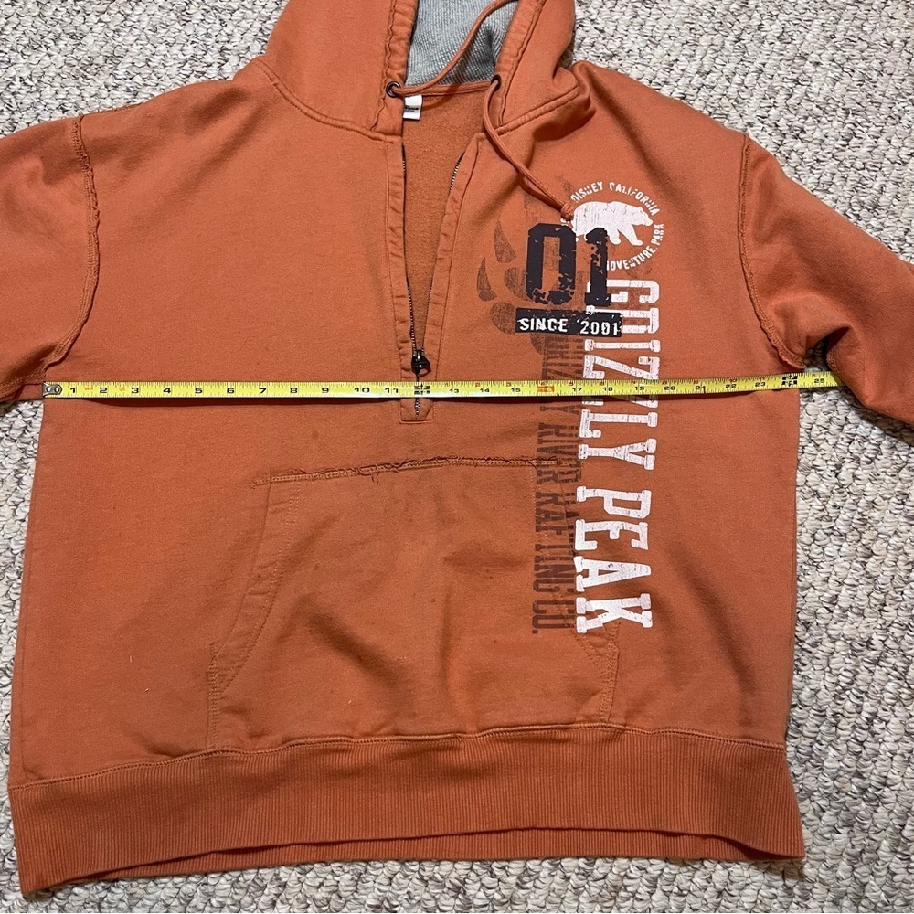 Disney Parks Grizzly Peak River Rafting Co Orange 1/4 Zip Hoodie Pullover Large - Picture 10 of 11